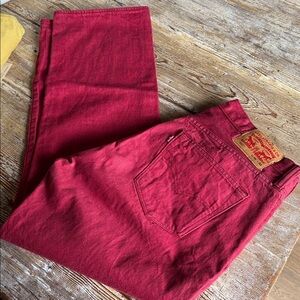 Levi's Red 501 Straight Back Pocket Jeans